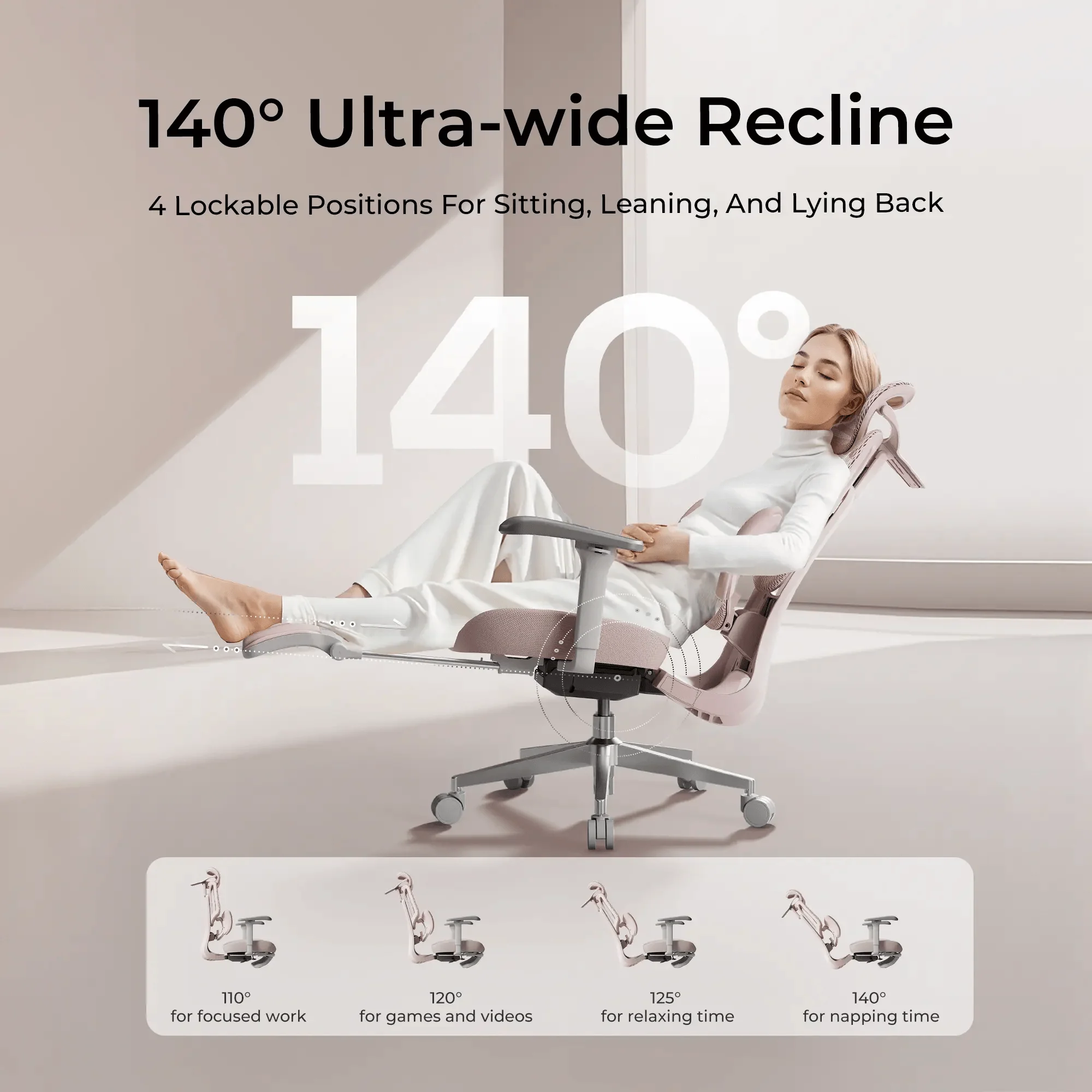 HBADA E3 Air Ergonomic Office Chair Pink - Image 8